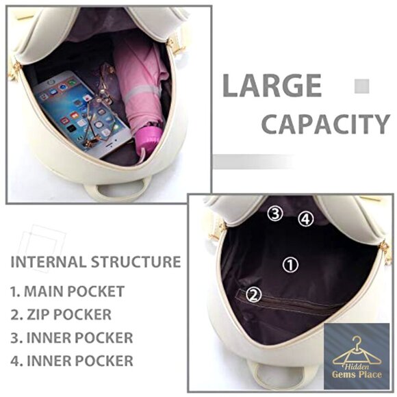 Mini Leather Backpack Purse with Adjustable Straps, 6 Pockets, Daypack main image 6